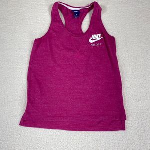 Nike Just Do It Women Pink Ribbed Racerback Tank Top Size Small‎